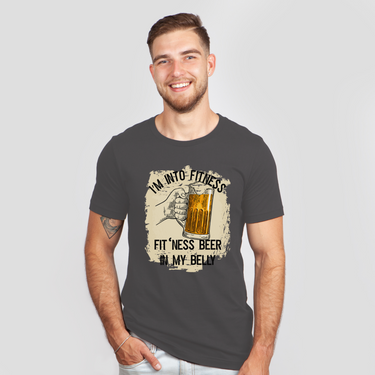 i'm into fitness beer in my belly dark gray shirt